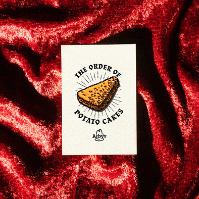 The Order of Potato Cakes Sanctioned Enamel Pin + Backer Card